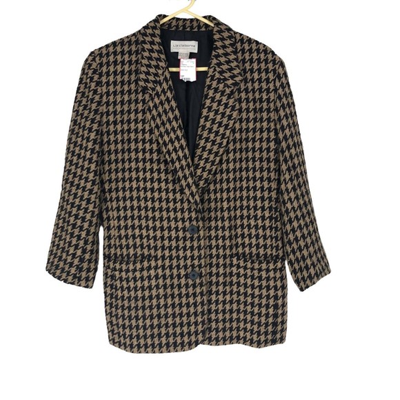 Vintage Liz Claiborne Wool Blend Blazer Jacket Chevron Like Print sz 12P Pockets - Picture 1 of 6